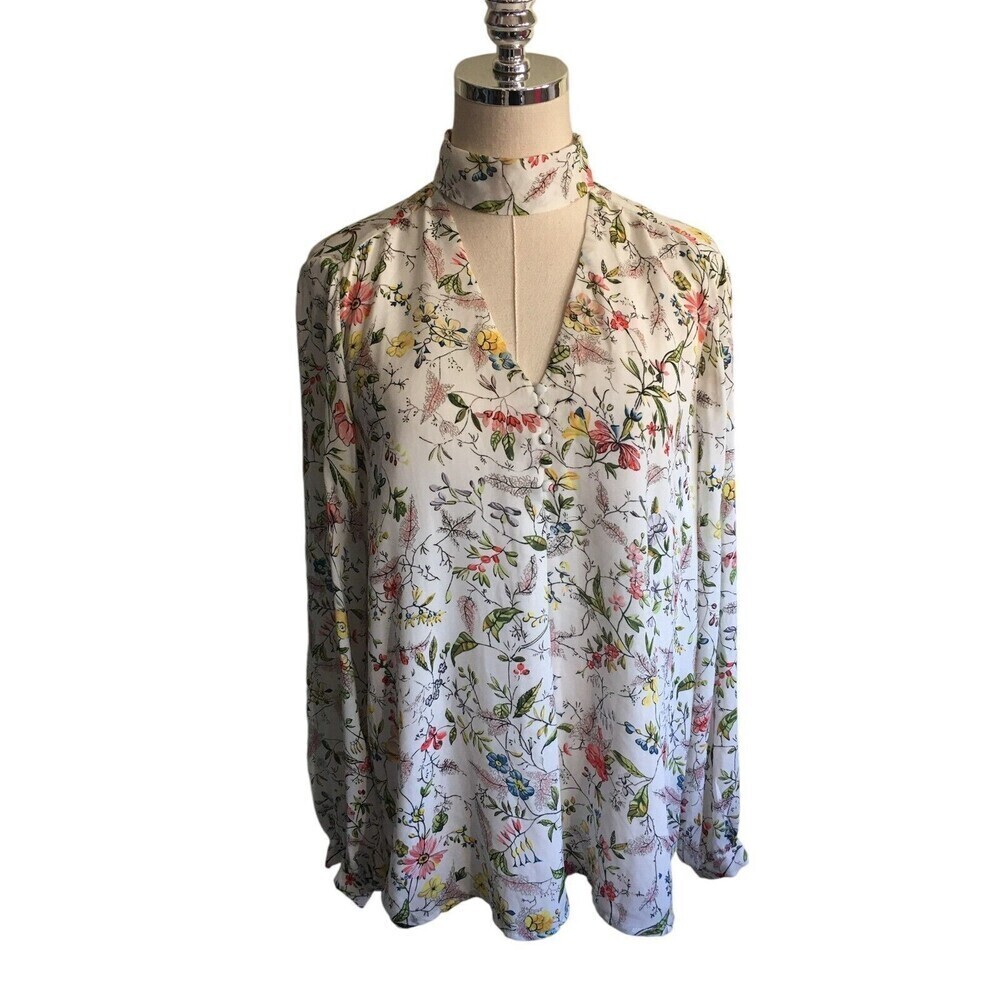 Anthropologie Belle Vere Top Women's Size Large Multicolor Floral Long Sleeve